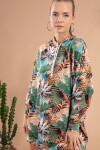 Pattaya Kadın Tropikal Desenli Kapşonlu Sweatshirt Elbise Y20W110-4125-11
