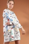Pattaya Kadın Yazı Baskılı Kapşonlu Oversize Elbise Sweatshirt Y20W110-4125-3