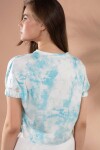 Pattaya Kadın Batik Desenli Crop Örme Tişört Y20S110-4167