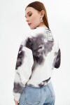 Pattaya Kadın Batik Desenli Crop Sweatshirt P21S201-2037