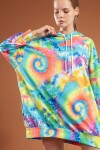 Pattaya Kadın Batik Desenli Kapşonlu Oversize Elbise Sweatshirt Y20W110-4125-9