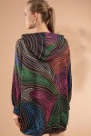 Pattaya Kadın Çizgili Kapşonlu Sweatshirt Elbise Y20W110-4125-18