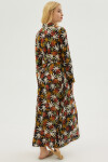 Pattaya Kadın Desenli Kuşaklı Uzun Elbise P21S169-1534