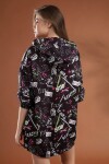 Pattaya Kadın Grafik Desenli Kapşonlu Oversize Elbise Sweatshirt Y20W110-4125-7