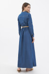 Pattaya Kadın Kemerli Cep Detaylı Uzun Kot Elbise P21S110-3351