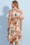 Pattaya Kadın Kruvaze Yaka Kuşaklı Keten Elbise P23S191-1343