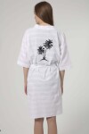 Pattaya Kadın Palmiye Nakışlı Kuşaklı Kimono P21S201-2691