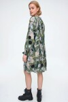 Pattaya Kadın Yaprak Desenli Fırfır Detaylı Viskon Elbise P21S110-2312